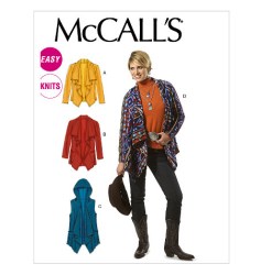 6444 LOOSE DRAPE OPEN KNIT JACKET, HOOD,  VEST PATTERN 4-14